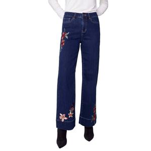 Women's Charlie B Floral Embroidery Flared Jeans Pants