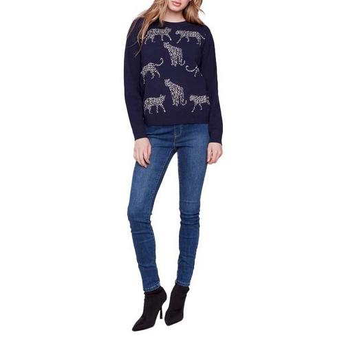 Women's Charlie B Animal Print Jacquard Knit Pullover Sweater - Primary Image