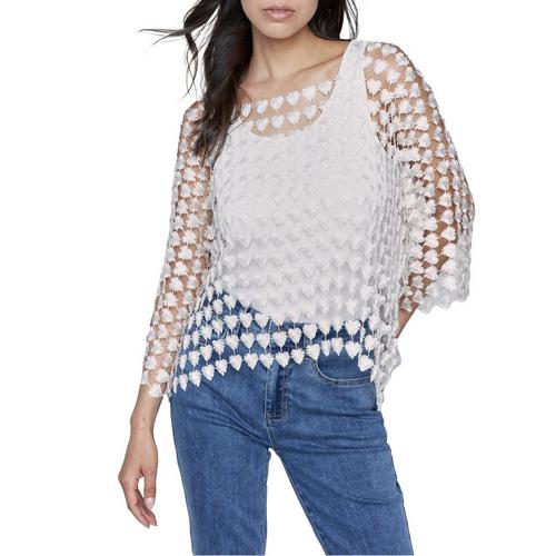 Women's Charlie B Heart Textured 3/4 Sleeve Square Neck Shirt - Primary Image