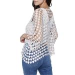 Women's Charlie B Heart Textured 3/4 Sleeve Square Neck Shirt - Thumbnail 3 of 4