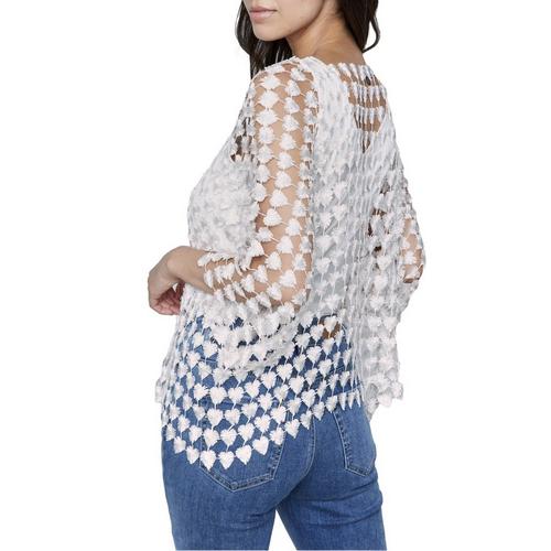 Women's Charlie B Heart Textured 3/4 Sleeve Square Neck Shirt - Primary Image