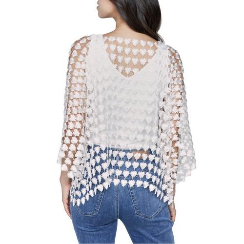 Women's Charlie B Heart Textured 3/4 Sleeve Square Neck Shirt - Primary Image