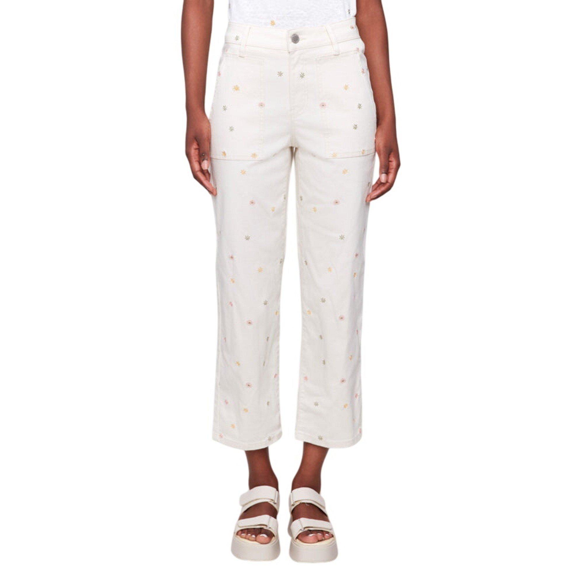 ChaRlie-b☆ Women's Charlie B Embroidered Cropped Utility Twill Straight Jeans