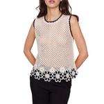 Women's Charlie B Contrast Floral Border Crochet Sleeveless Shirt - Thumbnail 1 of 3