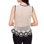Women's Charlie B Contrast Floral Border Crochet Sleeveless Shirt - Thumbnail 2 of 3