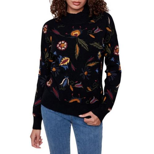 Women's Charlie B Embroidered Mock Neck Pullover Sweater - Primary Image