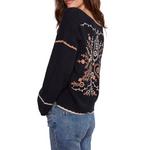 Women's Charlie B Embroidered Ribbed Notch Neck Pullover Sweater - Thumbnail 2 of 4