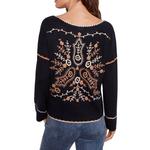 Women's Charlie B Embroidered Ribbed Notch Neck Pullover Sweater - Thumbnail 4 of 4