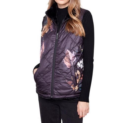 Women's Charlie B Printed Reversible Quilted Faux Fur Vest - Primary Image