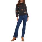 Women's Charlie B Floral Embroidery Mock Neck Pullover Sweater - Thumbnail 2 of 3