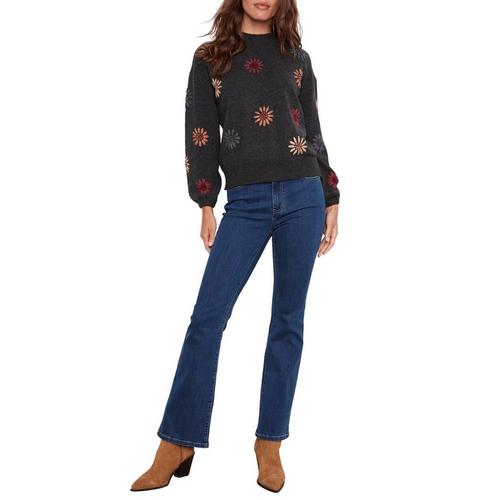 Women's Charlie B Floral Embroidery Mock Neck Pullover Sweater - Primary Image