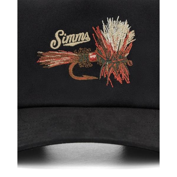Simms Double Haul  Royal Wulff Fly Fishing Snapback Hat  Black