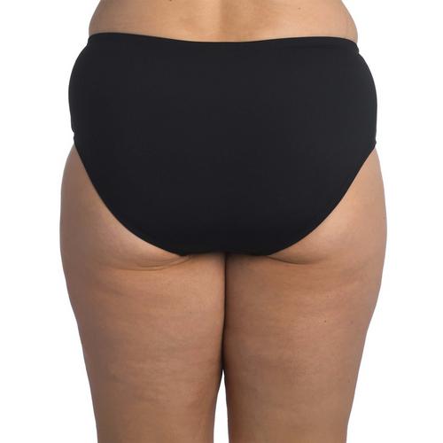 Women's 24th & Ocean Plus Size Solid Mid Waist Hipster Swim Bottoms - Primary Image
