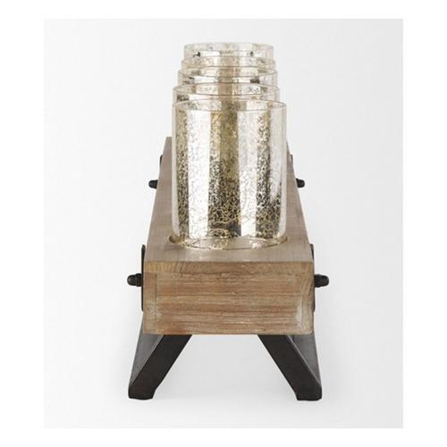 Mercana Benk Wood and Black Metal Five Candle Holder - Primary Image