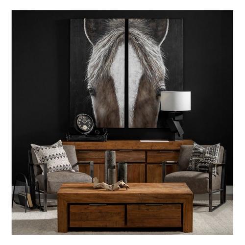 Mercana Equus Diptych Horse Original Hand Painted on Wood Oil Painting - Primary Image