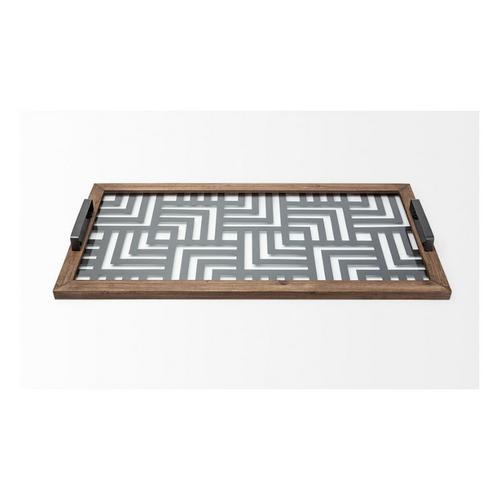 Mercana Fantuz Wood and Glass Serving Tray - Primary Image
