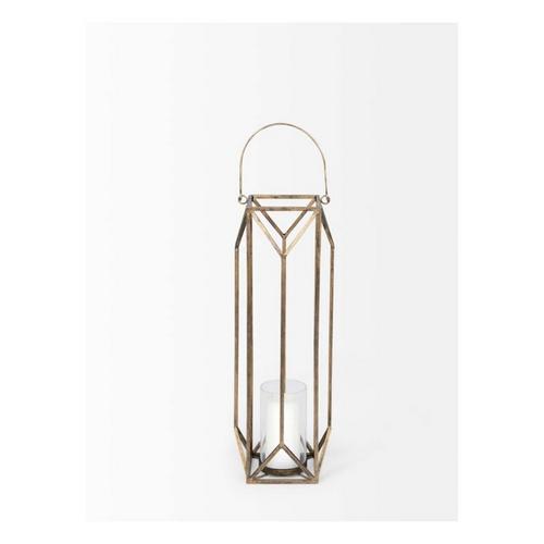 Mercana Ivy Gold Metal Geometric Cage Candle Holder Lantern - Primary Image