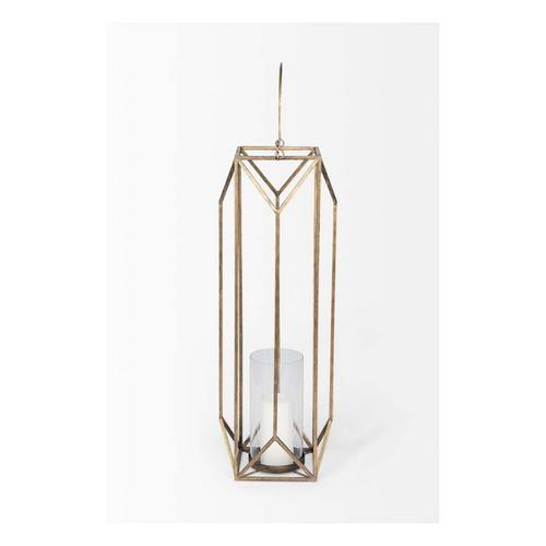 Mercana Ivy Gold Metal Geometric Cage Candle Holder Lantern - Primary Image