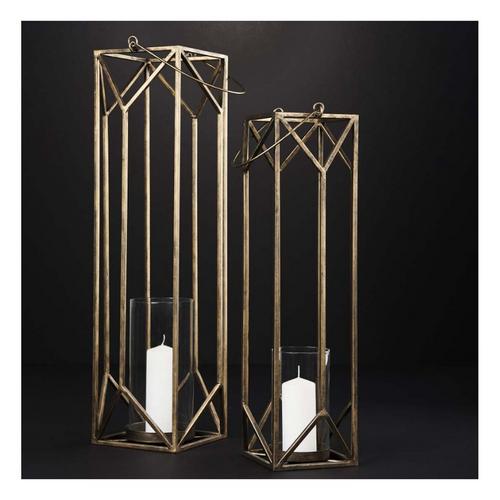 Mercana Ivy Gold Metal Geometric Cage Candle Holder Lantern - Primary Image