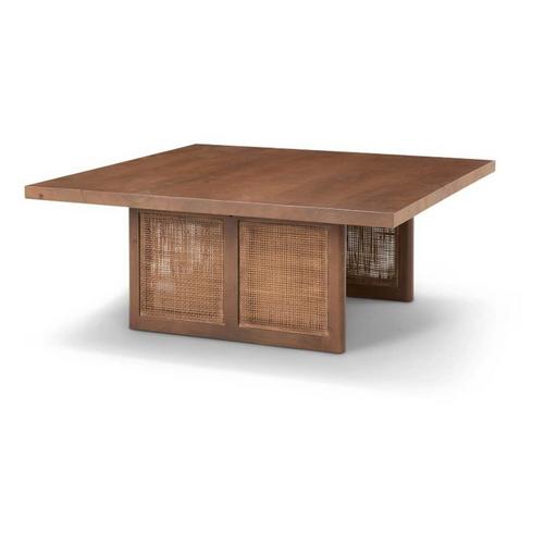 Mercana Grier Square Brown Solid Wood w/ Cane Coffee Table - Primary Image