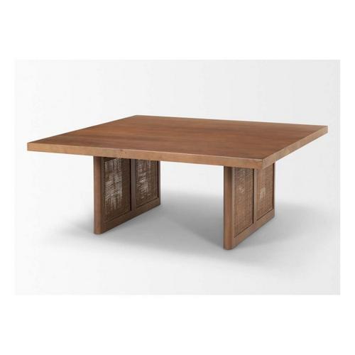 Mercana Grier Square Brown Solid Wood w/ Cane Coffee Table - Primary Image
