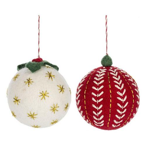 Midwest-CBK Embroidered Scandi Ball Ornaments (Styles May Vary) - Primary Image