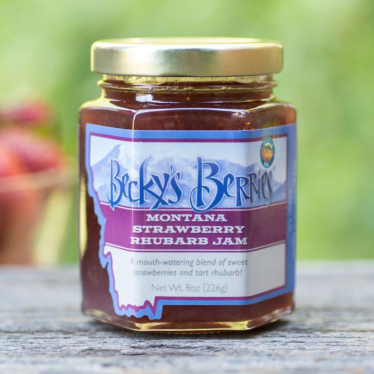 Becky's Berries Montana Strawberry Rhubarb Jam 8 oz - Becky's Berries