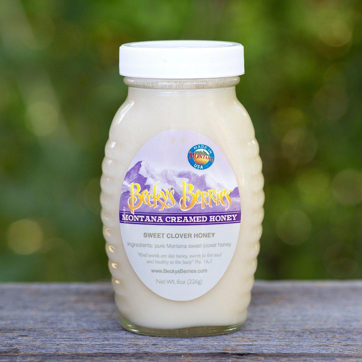 Becky's Berries Montana Creamed Sweet Clover Honey 8 oz - Becky's Berries