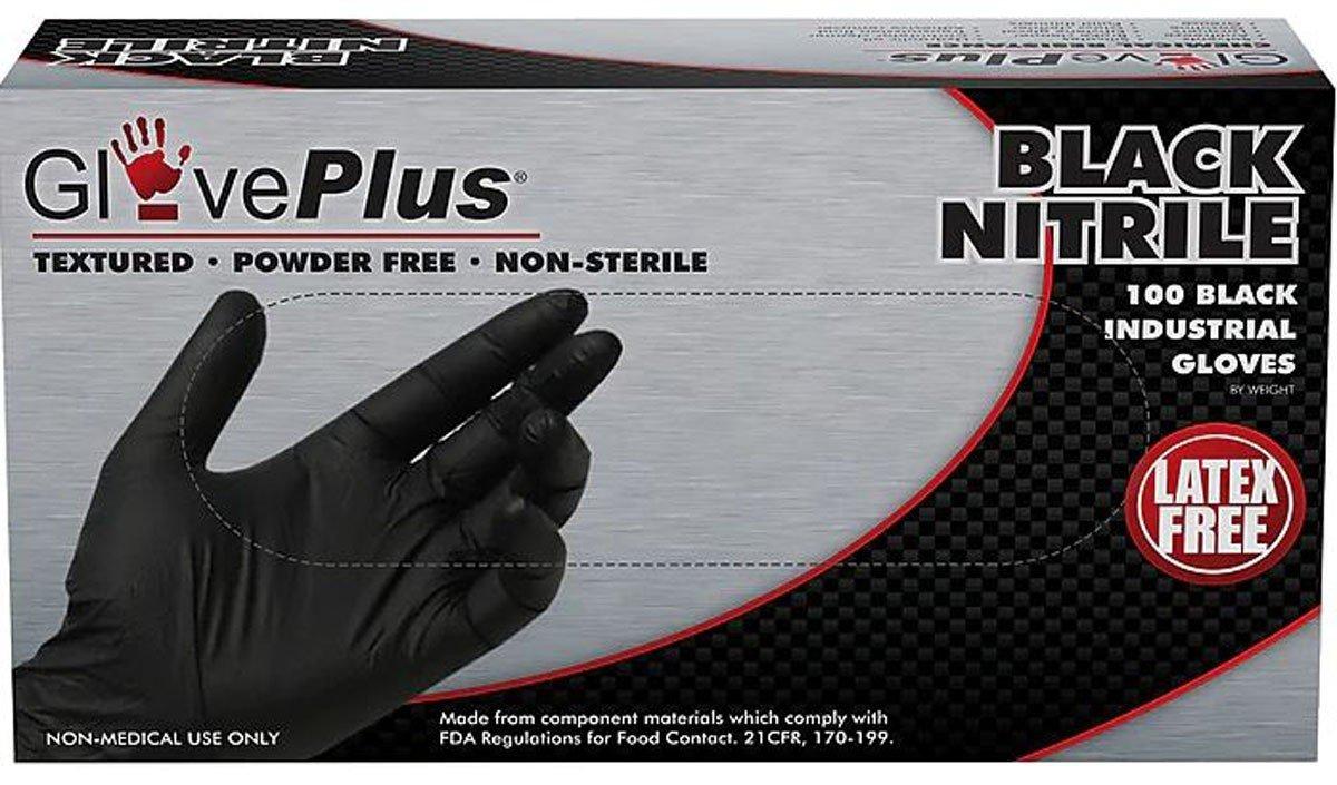 GlovePlus Powder Free Black Nitrile Gloves - Gloveworks