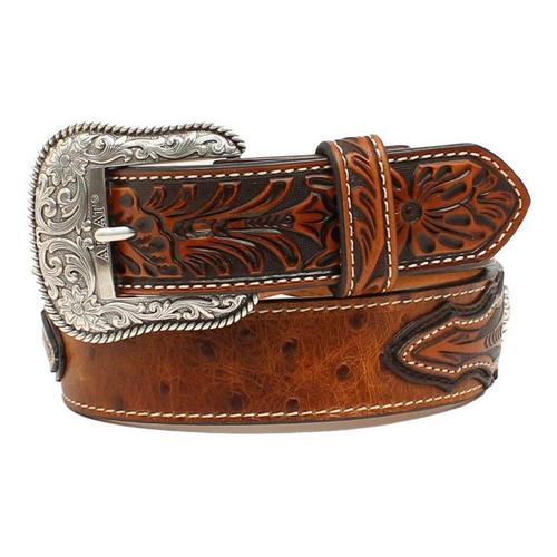 Men's Ariat Ostrich Print Concho Belt - Primary Image