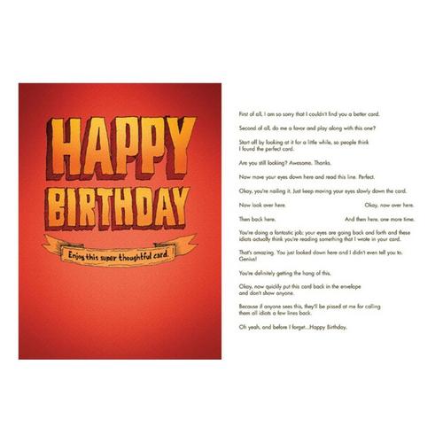 Bald Guy Greetings Pretend To Read Birthday Card - Primary Image