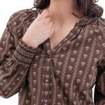 Women's Aventura Fleur de lis Long Sleeve V-Neck Button Up Shirt - Thumbnail 3 of 4