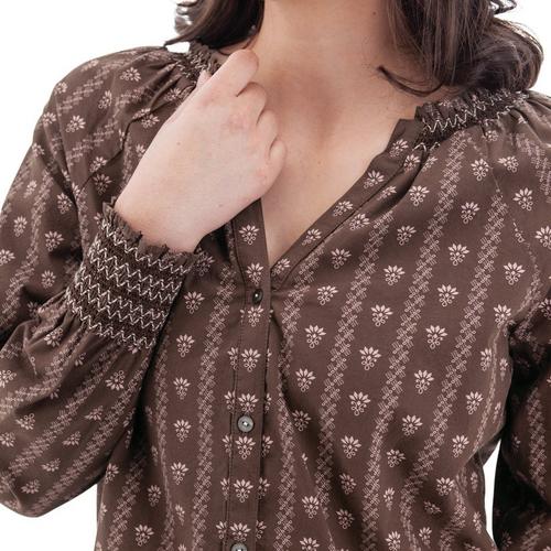 Women's Aventura Fleur de lis Long Sleeve V-Neck Button Up Shirt - Primary Image