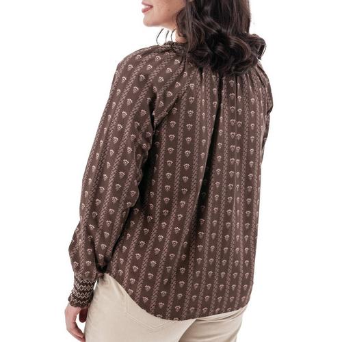 Women's Aventura Fleur de lis Long Sleeve V-Neck Button Up Shirt - Primary Image