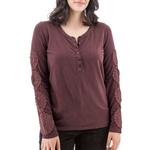 Women's Aventura Crystal Long Sleeve Scoop Neck Henley - Thumbnail 1 of 4