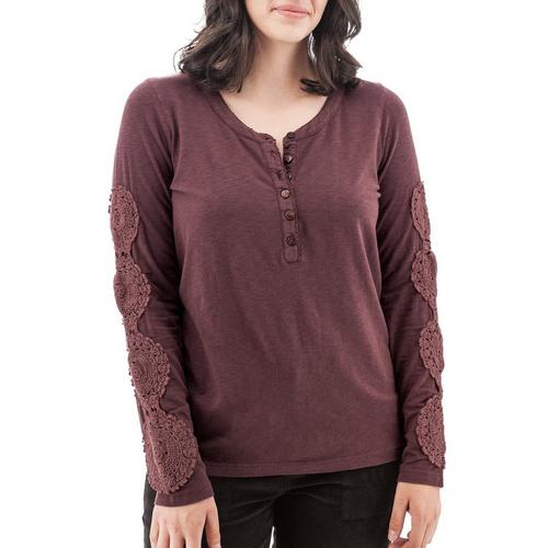 Women's Aventura Crystal Long Sleeve Scoop Neck Henley - Primary Image