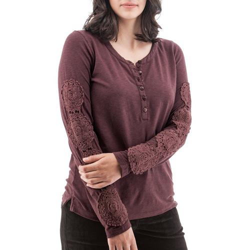 Women's Aventura Crystal Long Sleeve Scoop Neck Henley - Primary Image