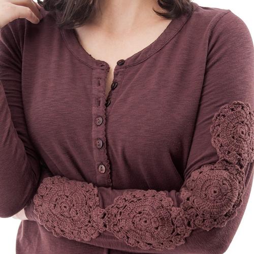Women's Aventura Crystal Long Sleeve Scoop Neck Henley - Primary Image