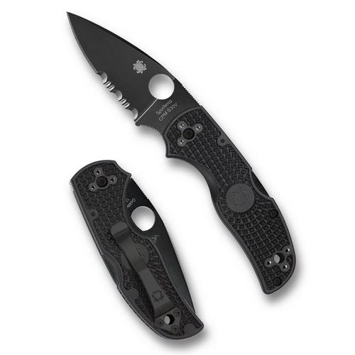 Spyderco C41PSBBK5 Native 5 Lightweight Partially Serrated DLC Folding Pocket Knife - Primary Image