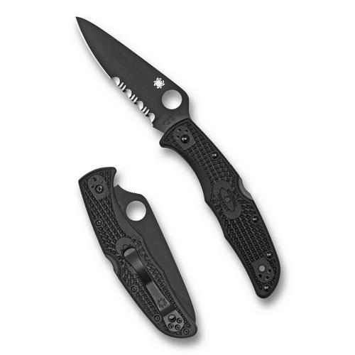 Spyderco C10PSBBK Endura 4 Lightweight TiCN Partially Serrated Folding Pocket Knife - Primary Image
