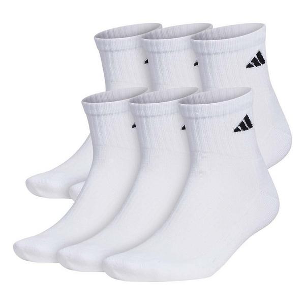 Men's adidas Cushioned Quarter Running Socks Large White/Black 6 Pack