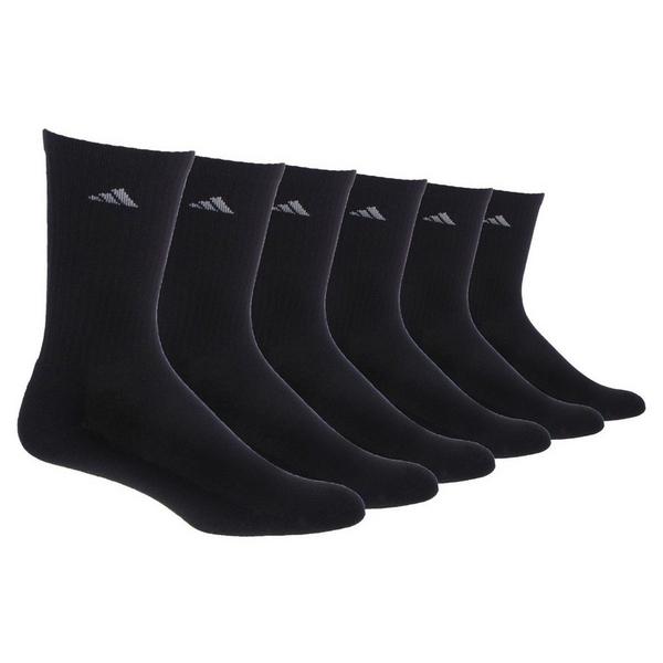 adidas Cushioned Crew Socks Large Black 6 Pack