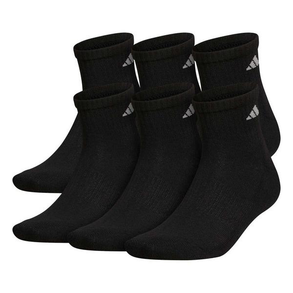 Men's adidas Cushioned Quarter Running Socks Large Black/Aluminum 2 6 Pack