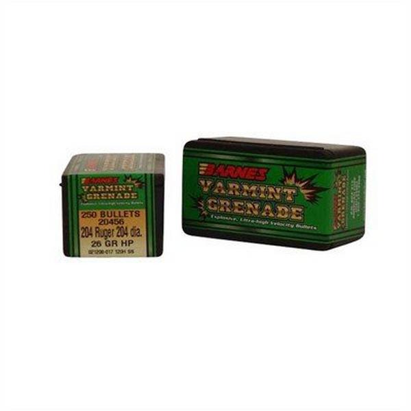 BARNES BULLETS Barnes Bullet 20 Cal..204 dia 26gr. Varmint Grenade