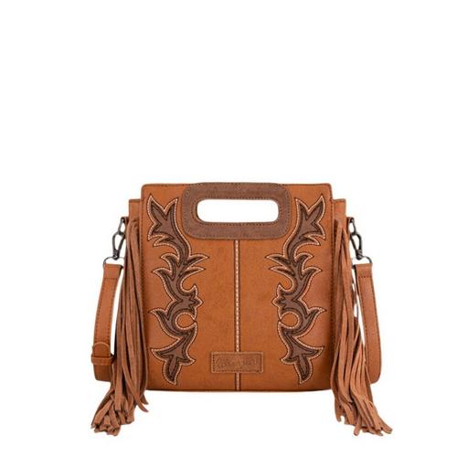 Montana West Wrangler Top Handle Embroidered Fringe Crossbody - Primary Image