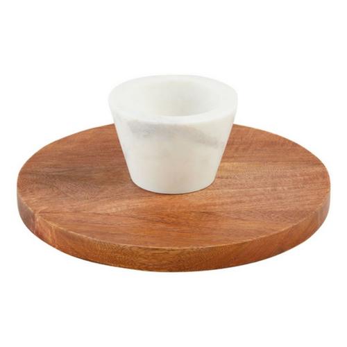 Mud Pie Wood Reverse Pedestal Chip Dip - Primary Image