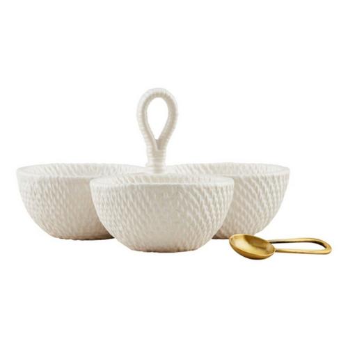 Mud Pie Woven Ceramic Triple Dip Set - Primary Image