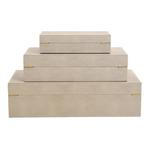 StyleCraft Home Collection Camilla Neutral Leather Wrapped Accessory Boxes (Set of 3) - Thumbnail 3 of 8