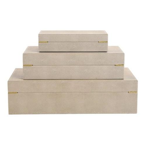 StyleCraft Home Collection Camilla Neutral Leather Wrapped Accessory Boxes (Set of 3) - Primary Image