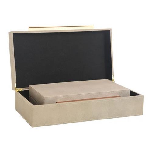 StyleCraft Home Collection Camilla Neutral Leather Wrapped Accessory Boxes (Set of 3) - Primary Image